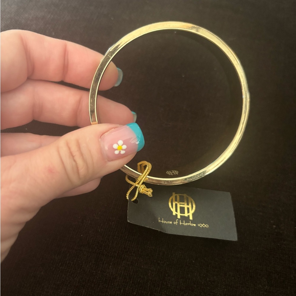 House of Harlow 1960 Gold & White Bangle Bracelet